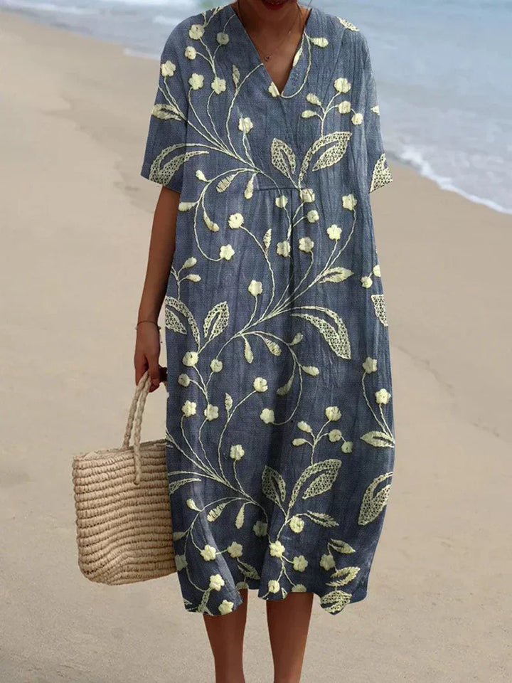 Enora | Abito con ricami floreali